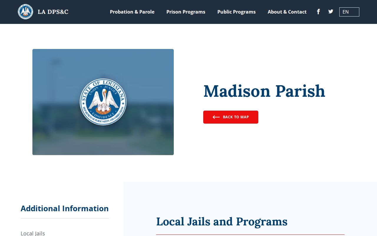 Madison Parish jail and corrections facility record directory