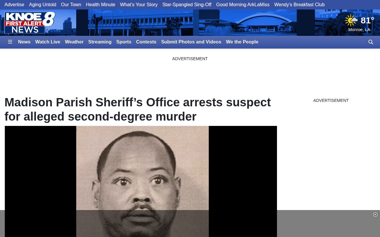 KNOE Madison Parish arrest article with MPSO image attribution